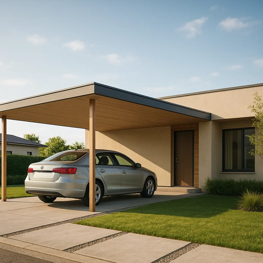 Moderner Carport an einem Wohnhaus